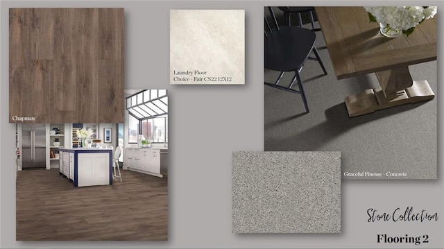 kitchen featuring white cabinets and dark wood-type flooring