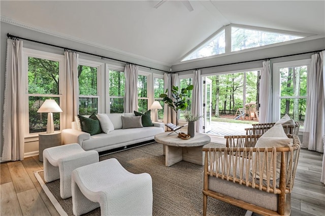 270 Hollyridge Way, Roswell, GA 30076 - sunroom / solarium featuring lofted ceiling, hardwood / wood-style floors, and french doors