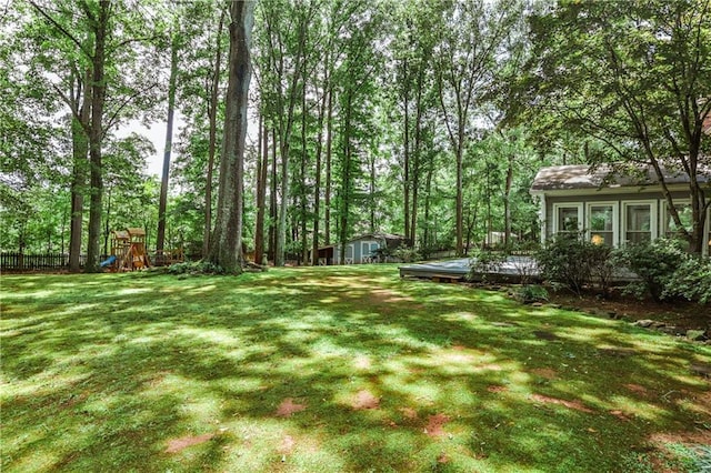 270 Hollyridge Way, Roswell, GA 30076 - view of yard featuring a playground and an outbuilding