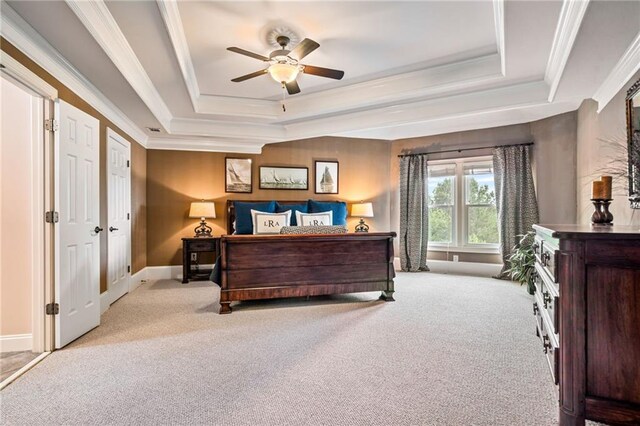 carpeted bedroom with baseboards, visible vents, a ceiling fan, and lofted ceiling