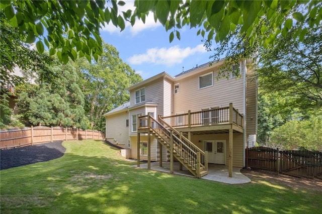 2350 Twelvestones Dr, Roswell, GA 30076 - rear view of house with a deck, a patio, stairs, and french doors