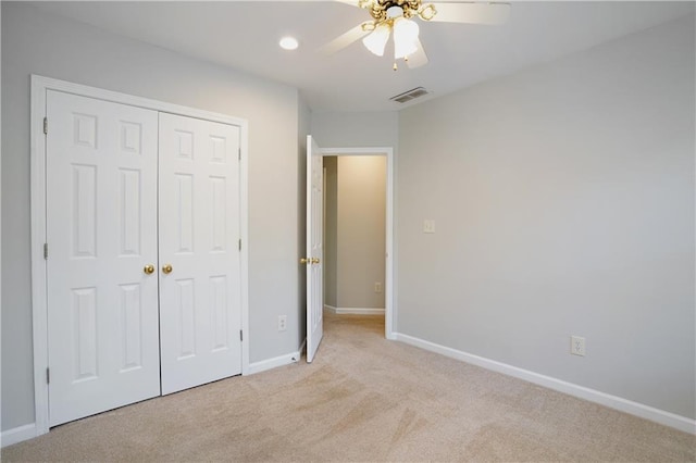 655 Golden Meadows Ln, Suwanee, GA 30024 - unfurnished bedroom with carpet floors, a closet, recessed lighting, and ceiling fan