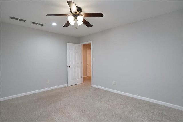 655 Golden Meadows Ln, Suwanee, GA 30024 - empty room with ceiling fan, light carpet, and recessed lighting