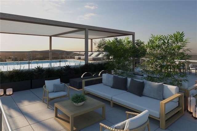 318 Sandy Springs Cir Unit 260, Sandy Springs, GA 30328 - view of patio featuring an outdoor hangout area, a community pool, and a lanai