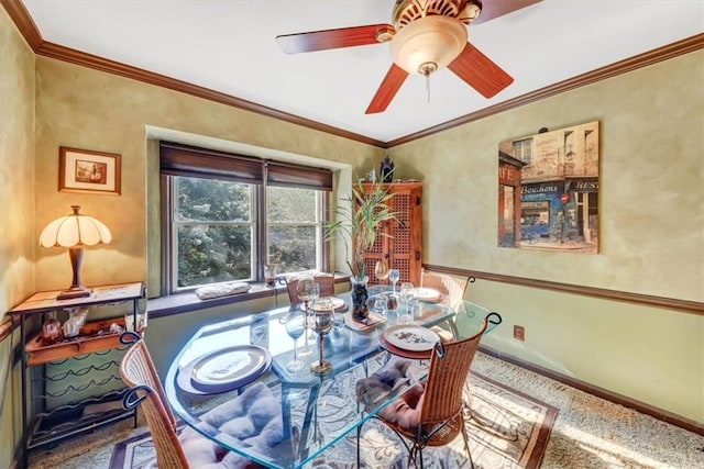 68 Montre Sq NW, Atlanta, GA 30327 - carpeted dining room with ceiling fan and crown molding