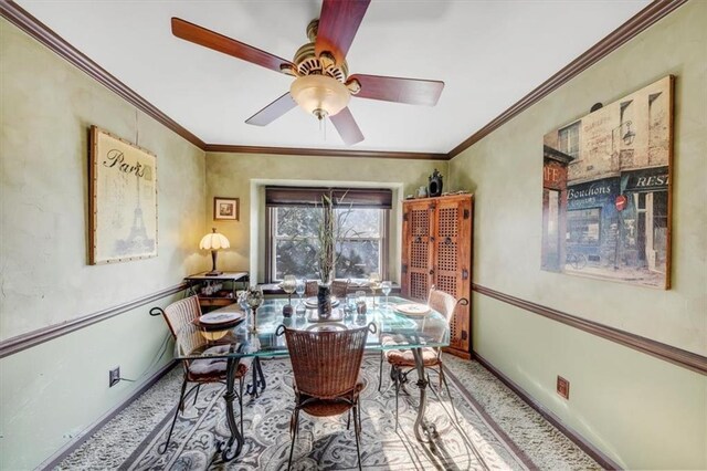 68 Montre Sq NW, Atlanta, GA 30327 - dining space featuring ceiling fan and ornamental molding