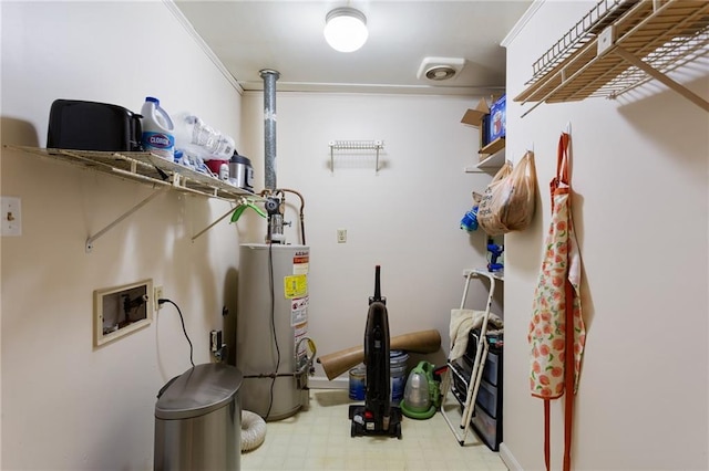 utility room with water heater