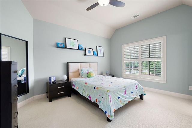 2260 Falkirk Pointe Dr, Marietta, GA 30062 - bedroom with lofted ceiling, light colored carpet, and a ceiling fan