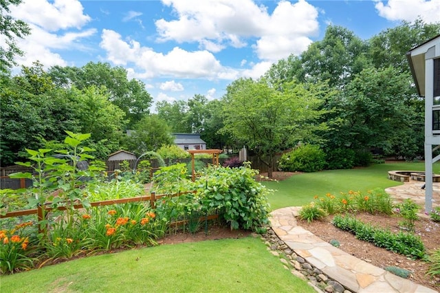 2260 Falkirk Pointe Dr, Marietta, GA 30062 - view of green lawn with a garden and a fire pit