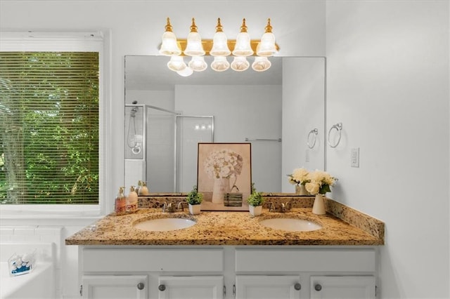 1410 Kingfield Dr, Johns Creek, GA 30005 - full bath with double vanity, a shower stall, and a garden tub