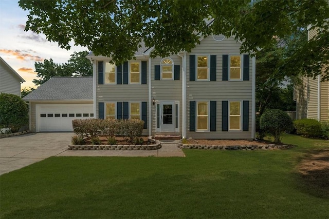 1410 Kingfield Dr, Johns Creek, GA 30005 - colonial inspired home with driveway, an attached garage, and a yard