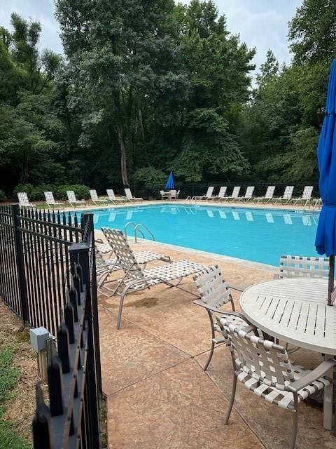 view of pool featuring a patio