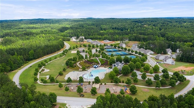 aerial view with a forest view