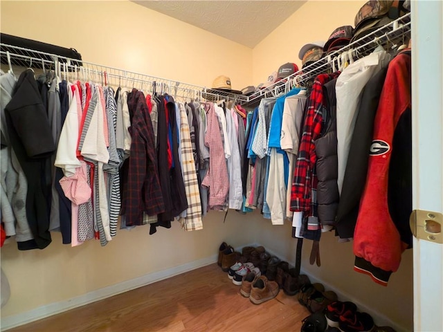 spacious closet with wood finished floors