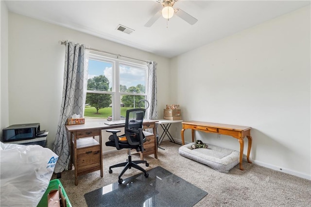5102 Yellow Stone Dr, Flowery Branch, GA 30542 - carpeted office featuring a ceiling fan and baseboards