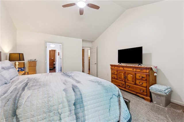 5102 Yellow Stone Dr, Flowery Branch, GA 30542 - bedroom featuring vaulted ceiling, carpet floors, a ceiling fan, and baseboards