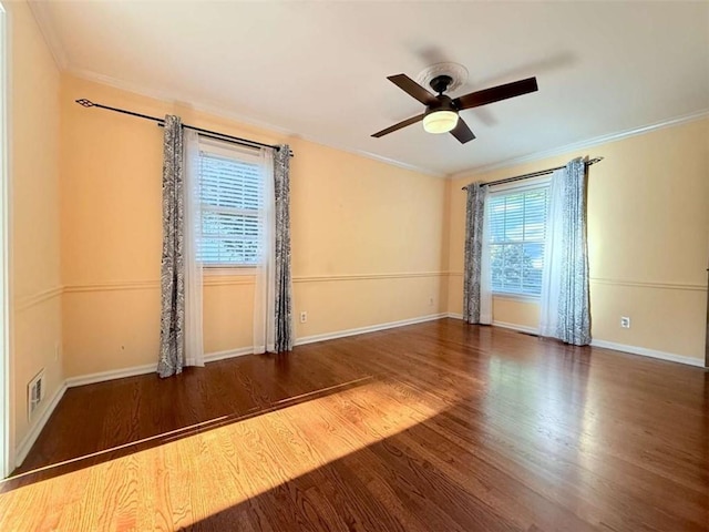 8710 Mount Rushmore Dr, Johns Creek, GA 30022 - unfurnished room featuring ornamental molding, wood finished floors, ceiling fan, and baseboards