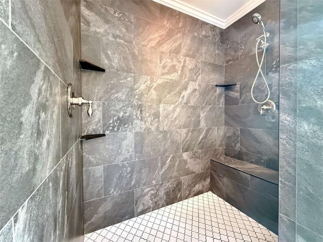 8710 Mount Rushmore Dr, Johns Creek, GA 30022 - full bath featuring crown molding and tiled shower