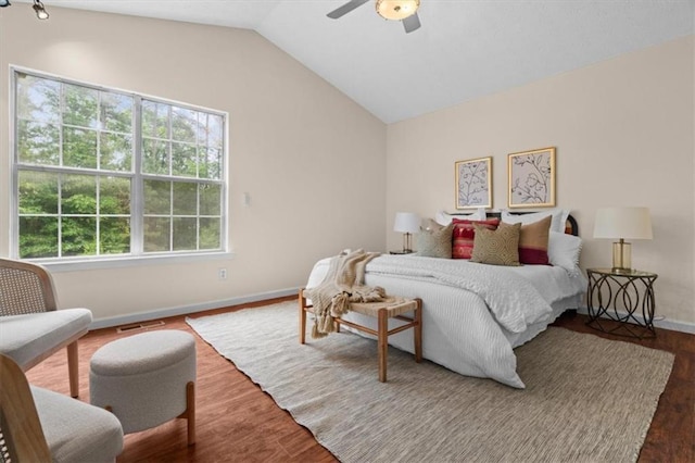 35 Lady Morgan Ln, Dallas, GA 30157 - bedroom with wood finished floors, lofted ceiling, baseboards, and ceiling fan