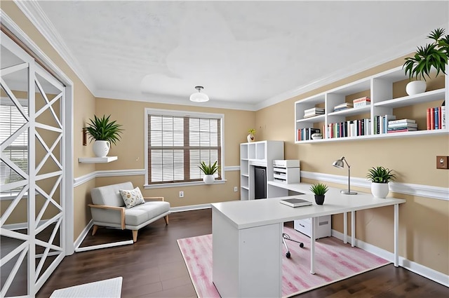152 Maxton Ave, Dallas, GA 30132 - office space with baseboards, dark wood-type flooring, and ornamental molding
