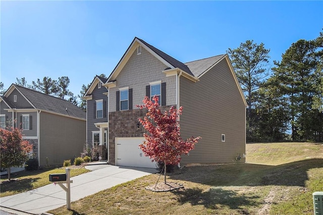 3013 Nicholas Dr, Villa Rica, GA 30180 - view of side of home featuring concrete driveway, a yard, and an attached garage