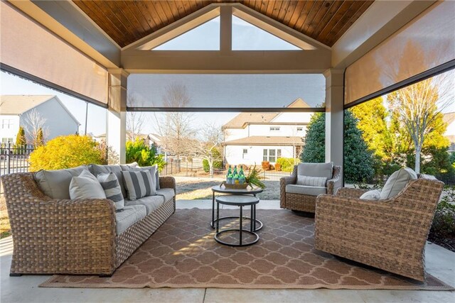 view of patio / terrace featuring a gazebo and an outdoor living space