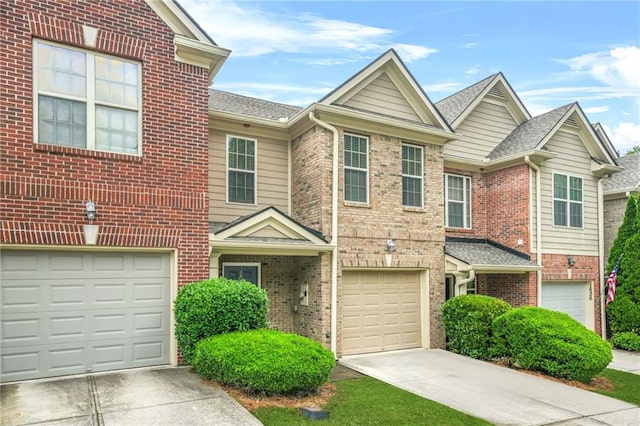 1622 Honeysuckle Path, Conyers, GA 30012 - traditional home with a garage, concrete driveway, brick siding, and a shingled roof