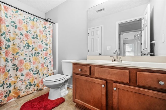 1622 Honeysuckle Path, Conyers, GA 30012 - full bathroom featuring toilet, vanity, a textured ceiling, and a shower with curtain