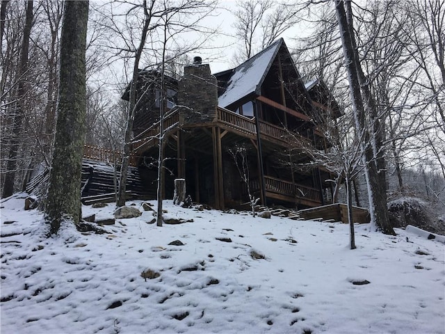 view of snow covered exterior