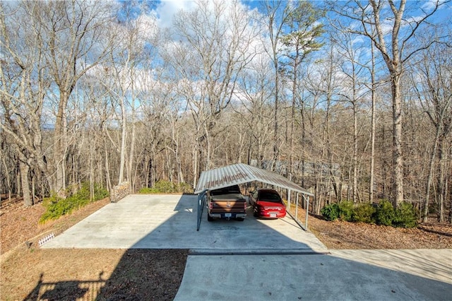 exterior space featuring a carport