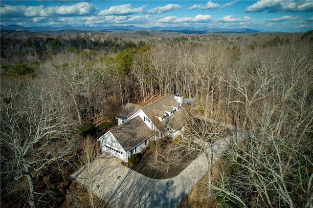 birds eye view of property with a mountain view