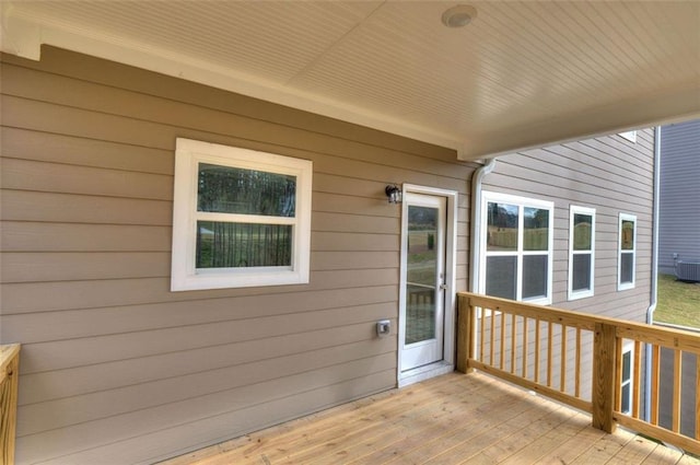 wooden terrace with central air condition unit
