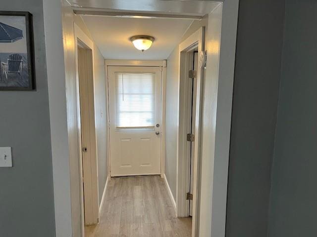 doorway to outside featuring light wood-type flooring