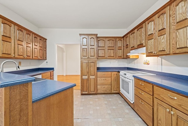 kitchen featuring white range