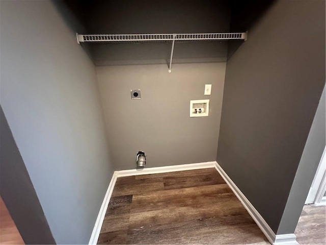5768 Windgate Ln, Lithonia, GA 30058 - washroom featuring washer hookup, electric dryer hookup, and wood finished floors