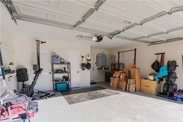 garage with a garage door opener