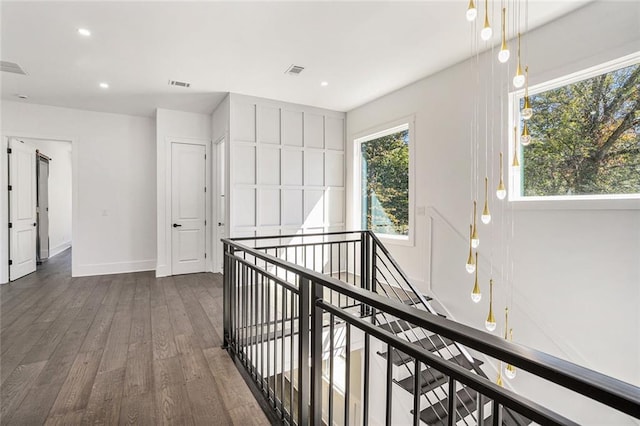 hall featuring dark wood-type flooring