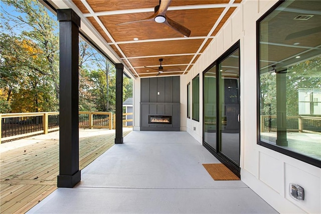 view of patio / terrace featuring ceiling fan