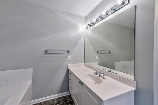 bathroom featuring tile patterned flooring and vanity