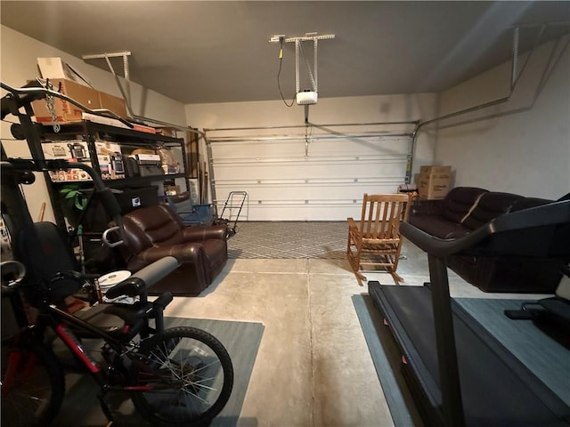 garage with a garage door opener