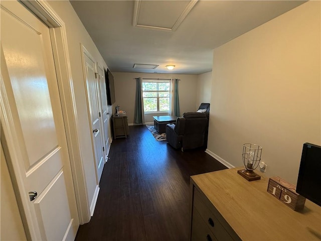 office area featuring dark hardwood / wood-style flooring