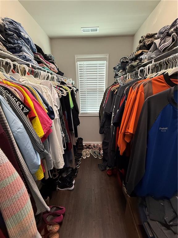 walk in closet featuring hardwood / wood-style floors