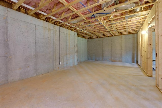 view of unfinished basement