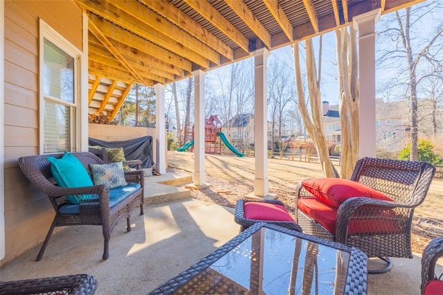 view of patio / terrace with a playground