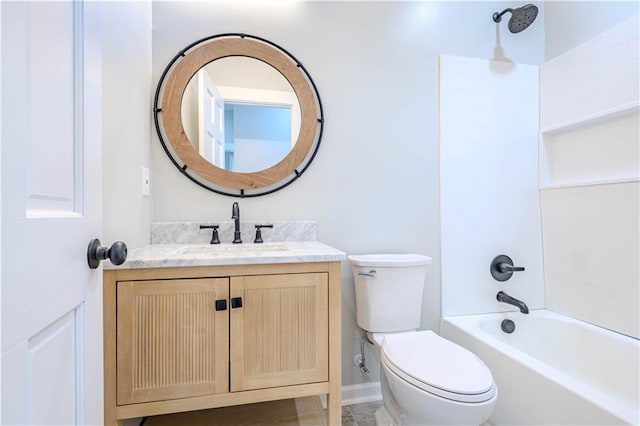 full bathroom featuring vanity, shower / bathing tub combination, and toilet