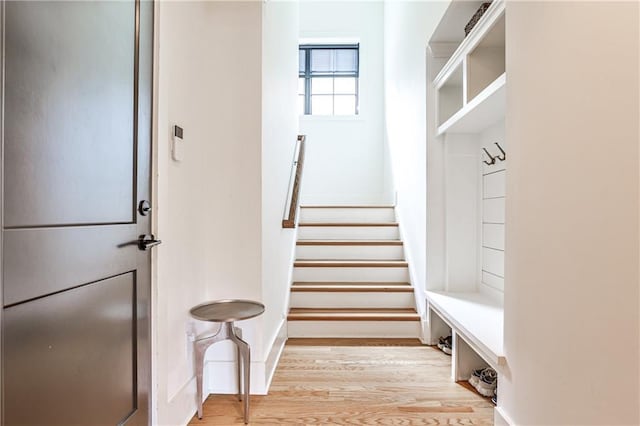 mudroom featuring light wood-style flooring
