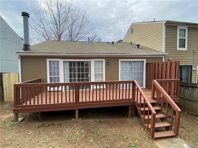 6448 Charter Way, Lithonia, GA 30058 - rear view of property with roof with shingles, a wooden deck, and fence