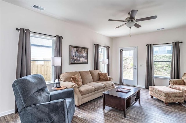 2646 N Broad Ext N, Rome, GA 30161 - living area featuring wood finished floors and a ceiling fan