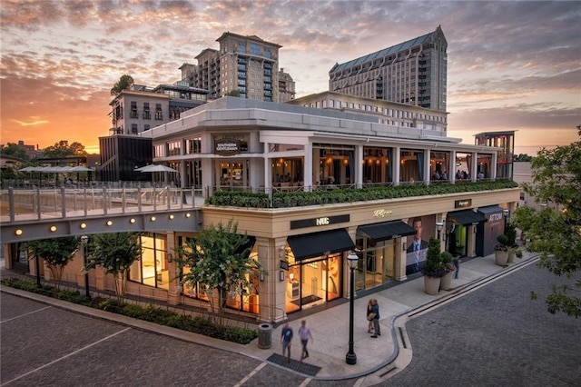 view of property at dusk