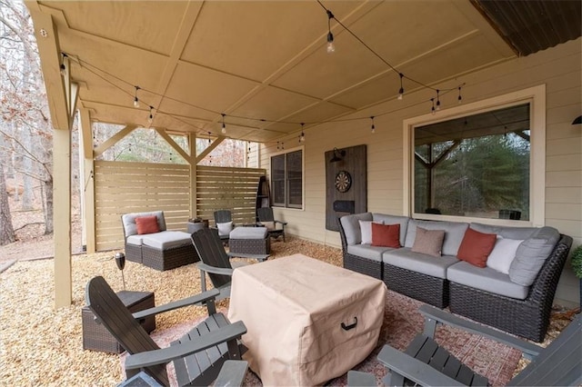 view of patio with an outdoor living space